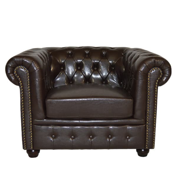 Фотелја T.Chesterfield POLINA PU Темно кафеава 110x90x73Hcm
