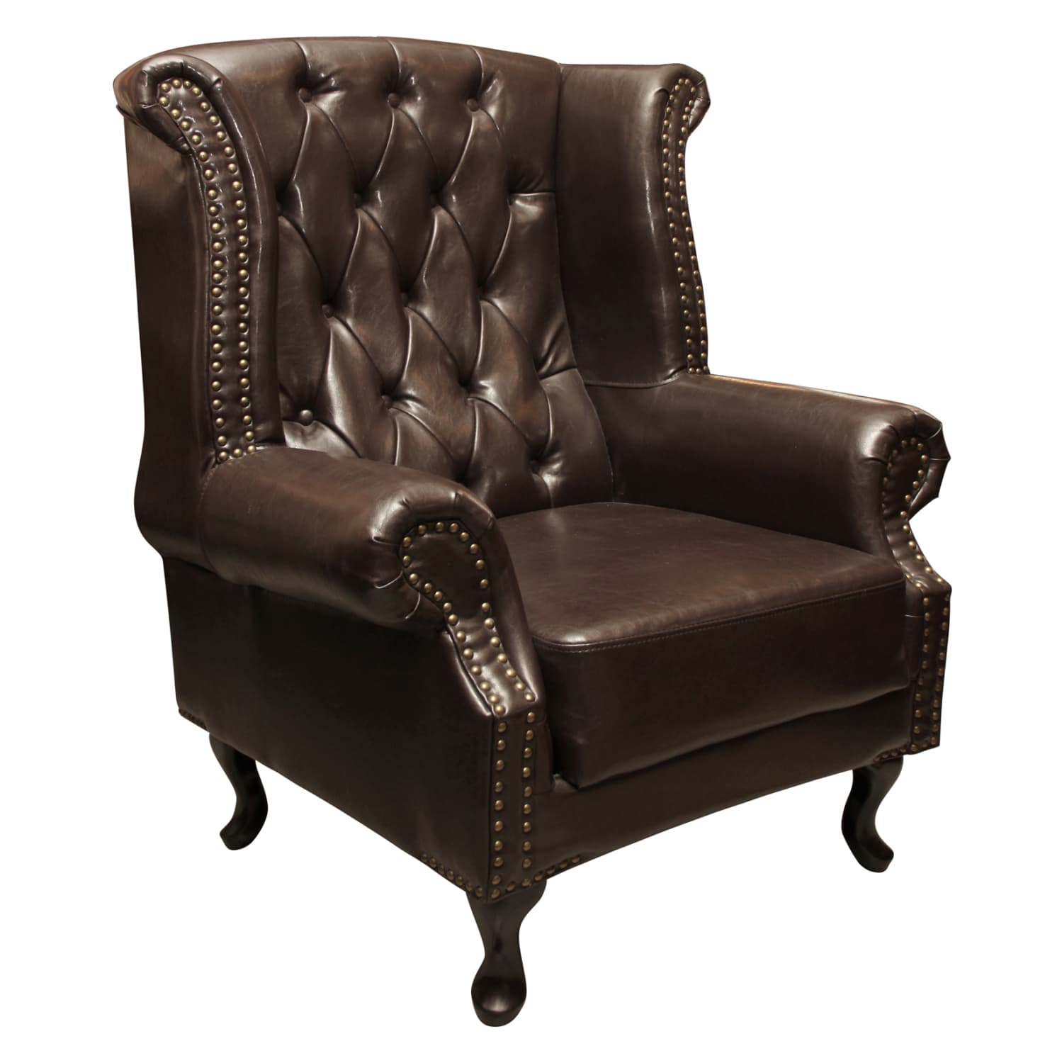 Фотелја Chesterfield стил, Polina, PU Темно кафеава 83x75x107 cm