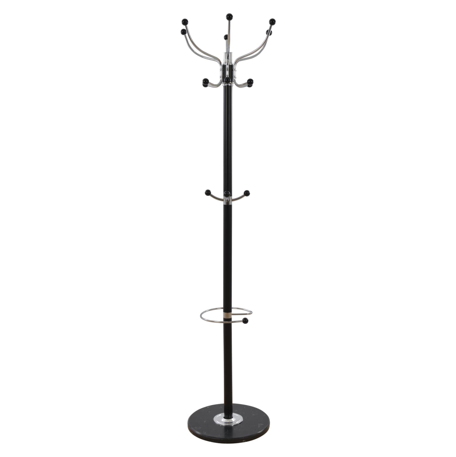 Hat/Coat Stand Metallic JUDE rotating black with black marble base Φ37x170Η cm