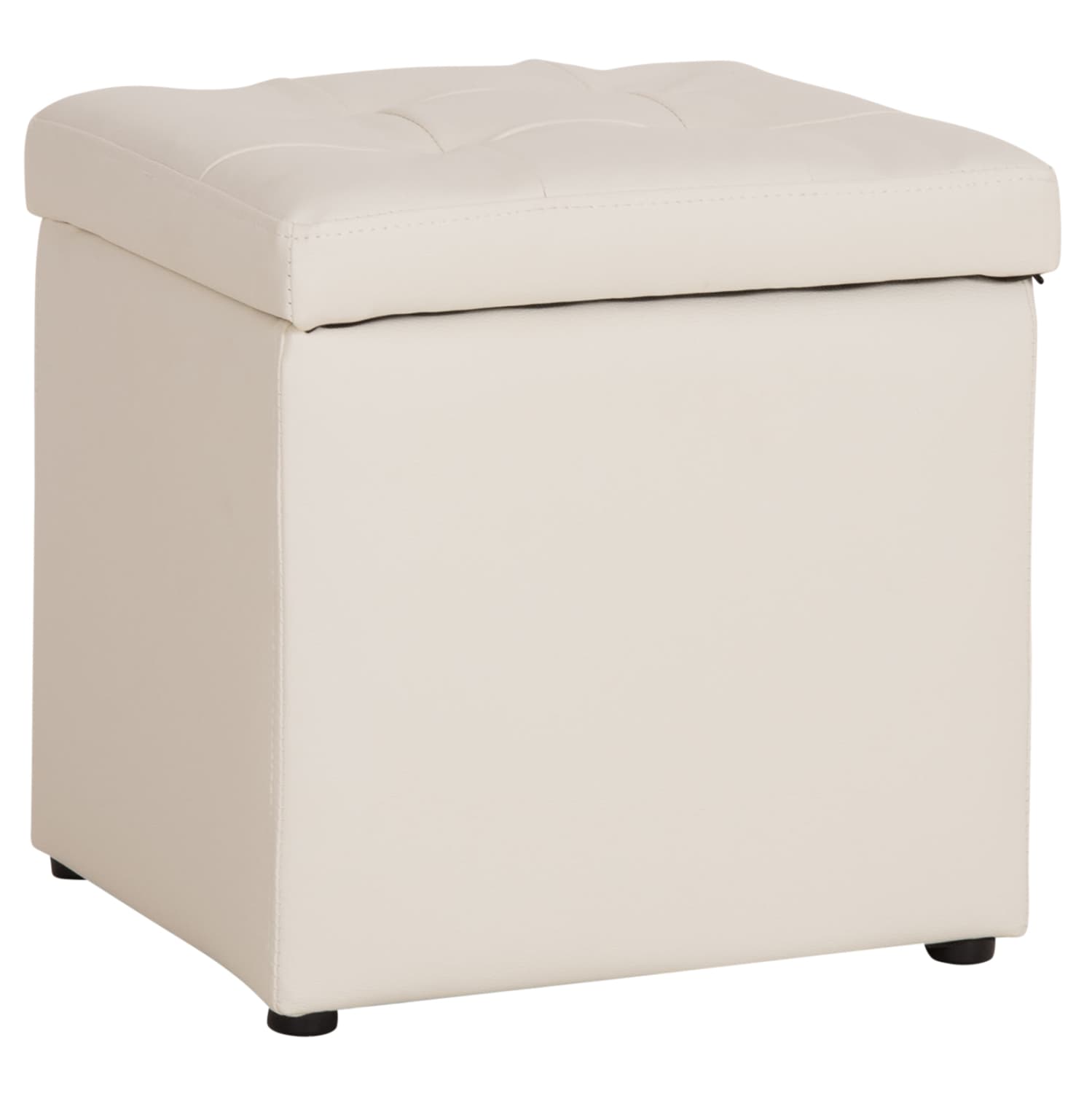 Табуре PRO CUBE PU со простор за складирање- бело 38x38x36.5Hcm