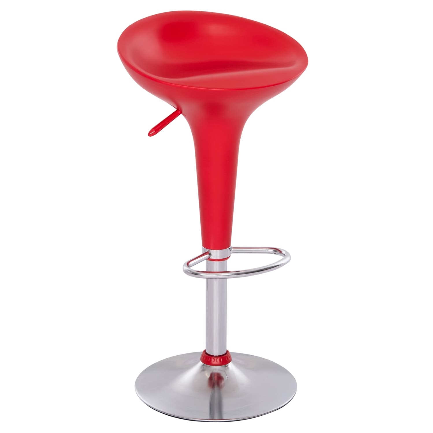 BAR STOOL DAISY WITH HEIGHT ADJUSTMENT IN RED & CHROME COLOR 43.5x38x86Hcm.