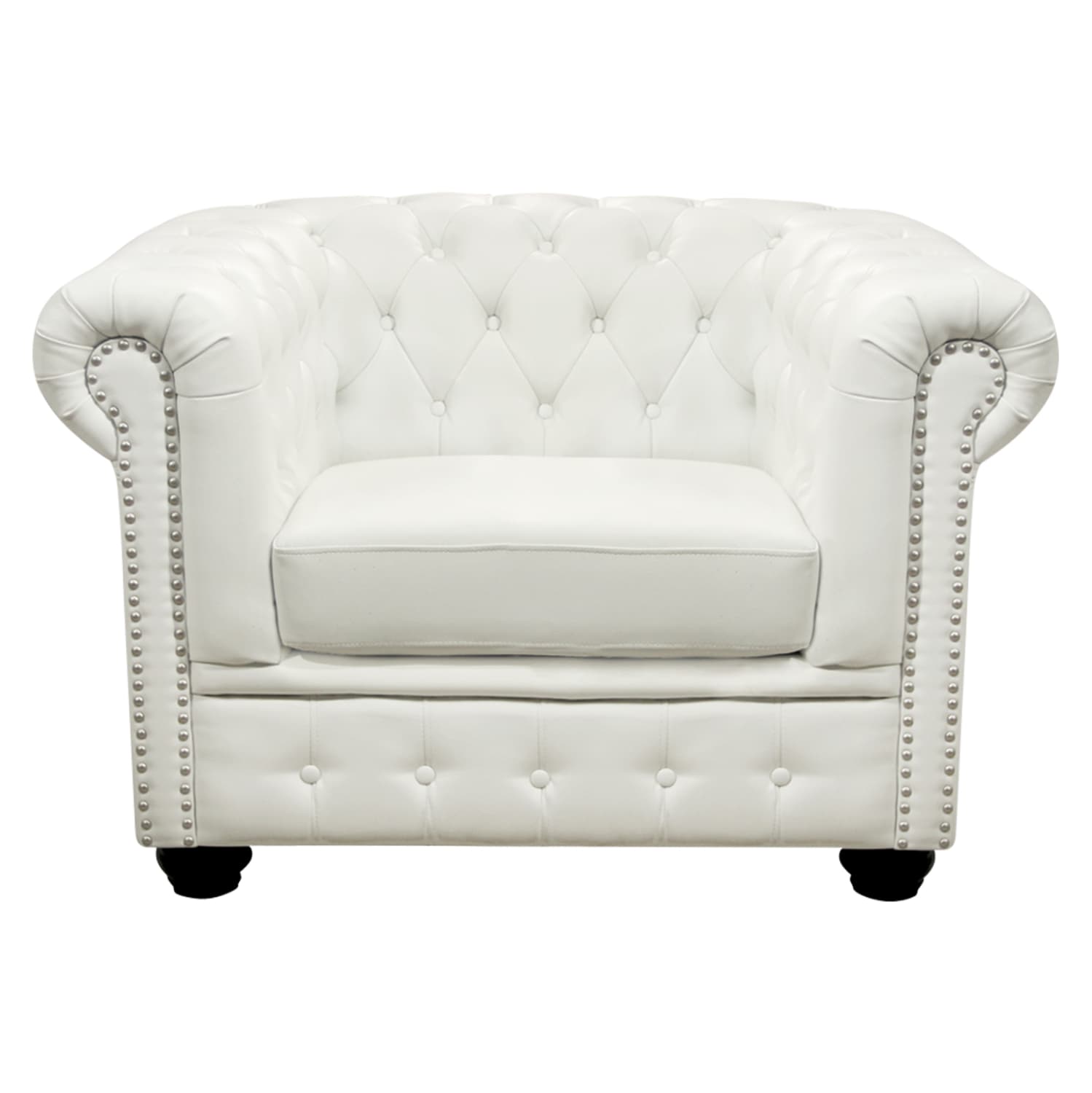 Фотелја T.Chesterfield POLINA, PU Бела, 110x90x73Hcm