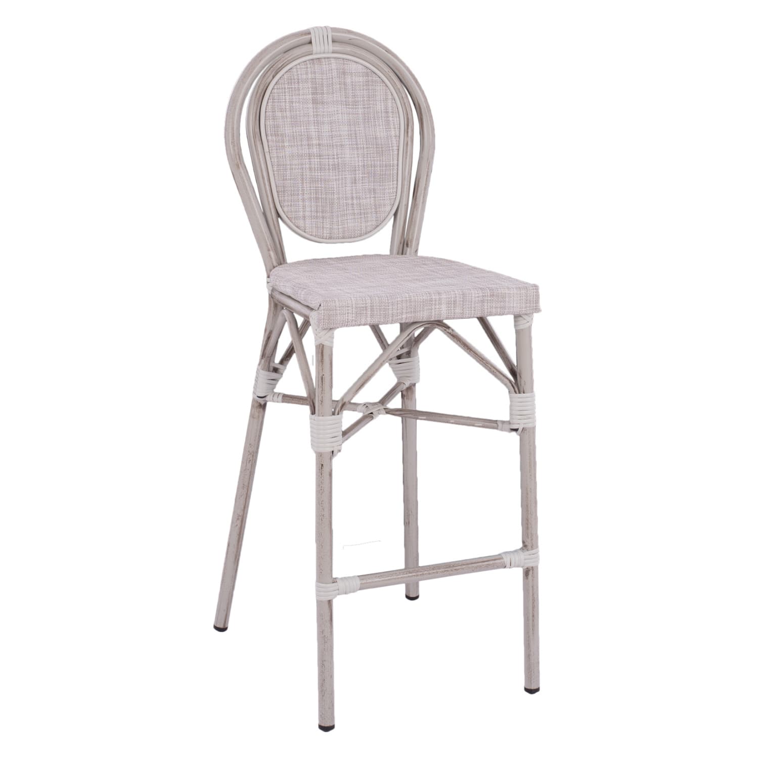 Stool Aluminum Bamboo Look White patina with textline 47x61x115cm