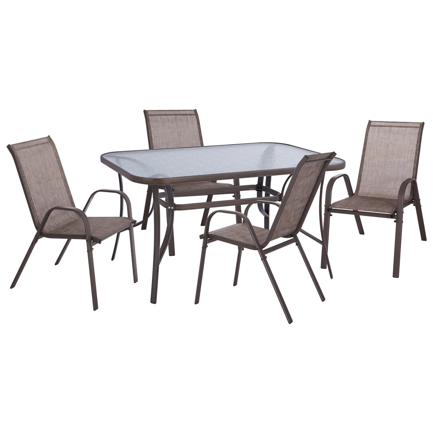 OUTDOOR DINING SET 5PCS WITH 4 CHAIRS & TABLE 140X80--BROWN COLOR