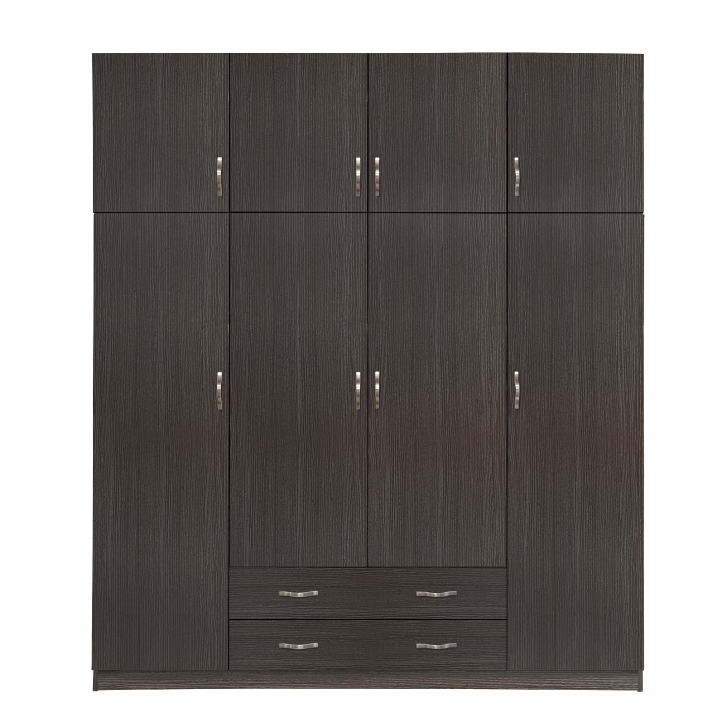 Гардеробер 4 врати со таванско складиште 200x240x55.5 и 2 фиоки зебрано