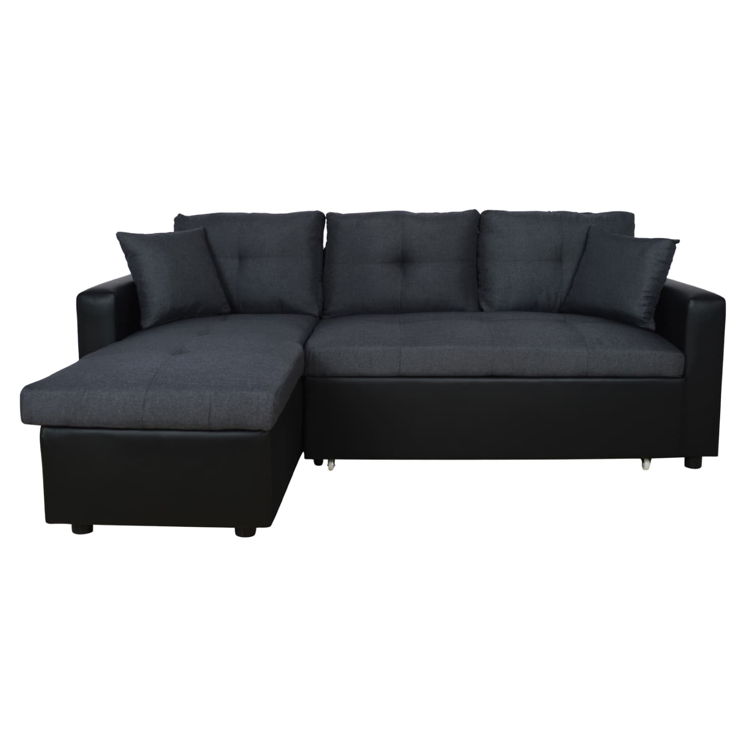 Аголна софа кревет Wayne 220x146x86 сива со црна PU