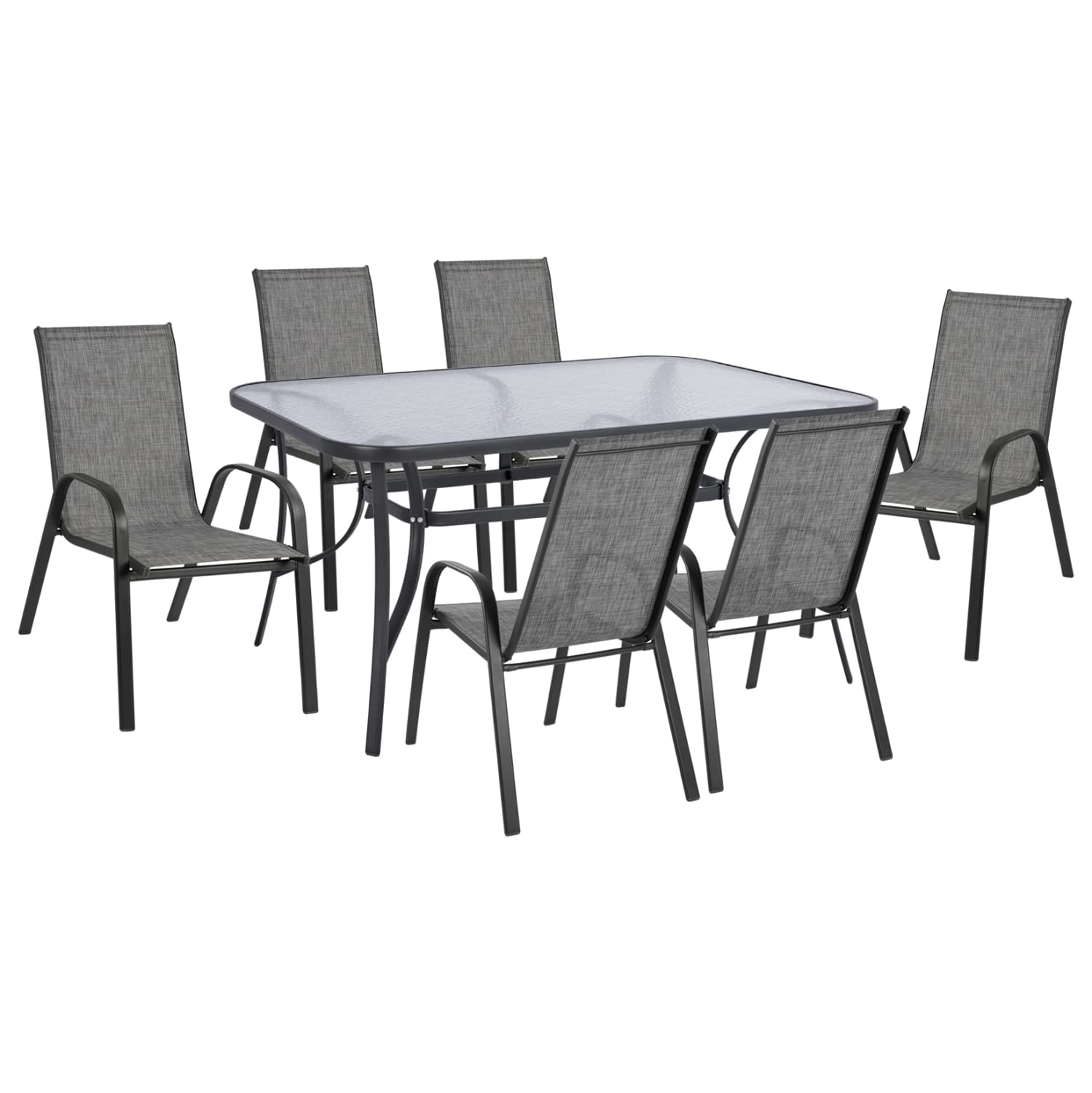 Set Dining Table 7 pieces 1Table & 6 chairs Grey
