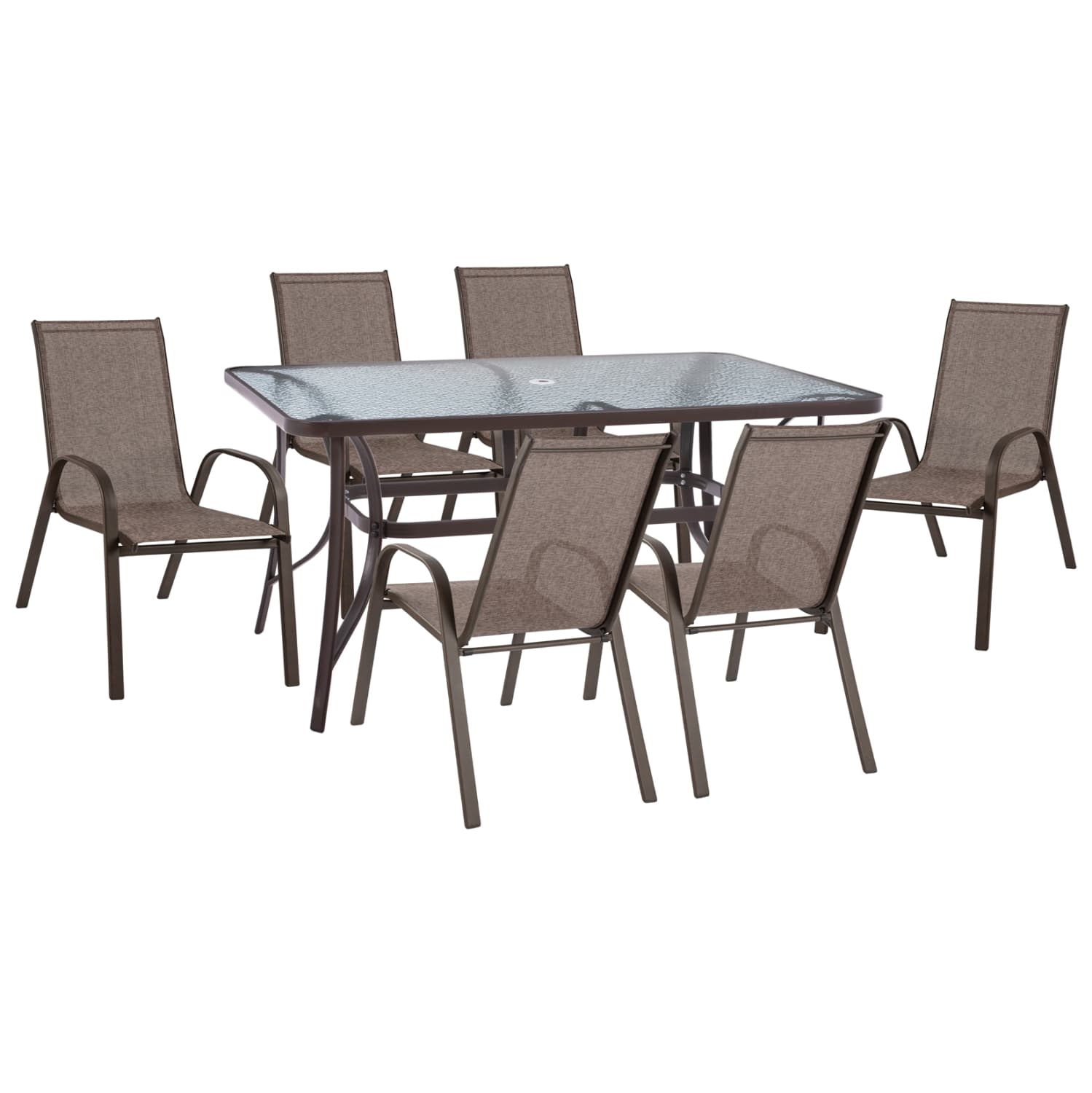 Set dining table 7 pieces 1 Table & 6 chairs Brown
