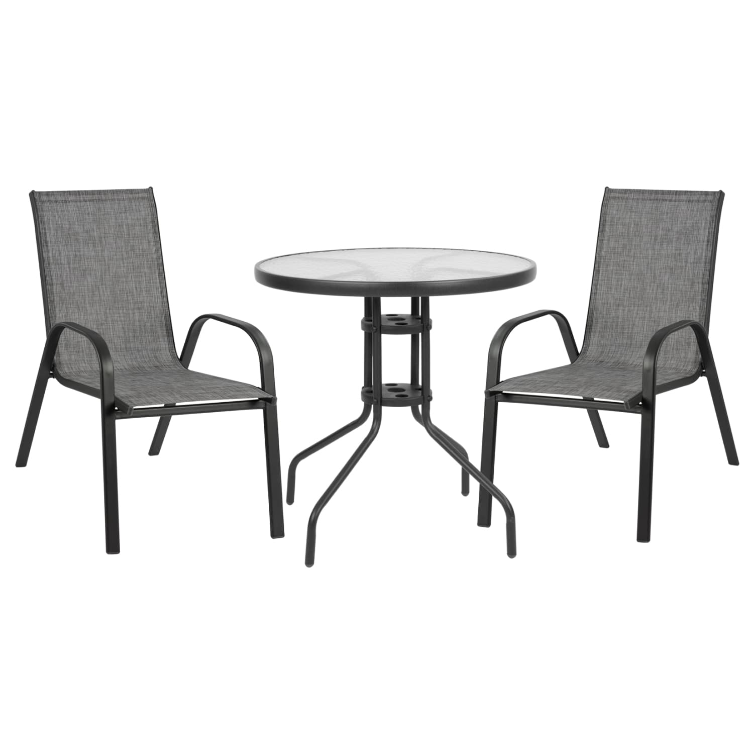 Set Dining Table 3 pieces with table & Chairs leon Grey