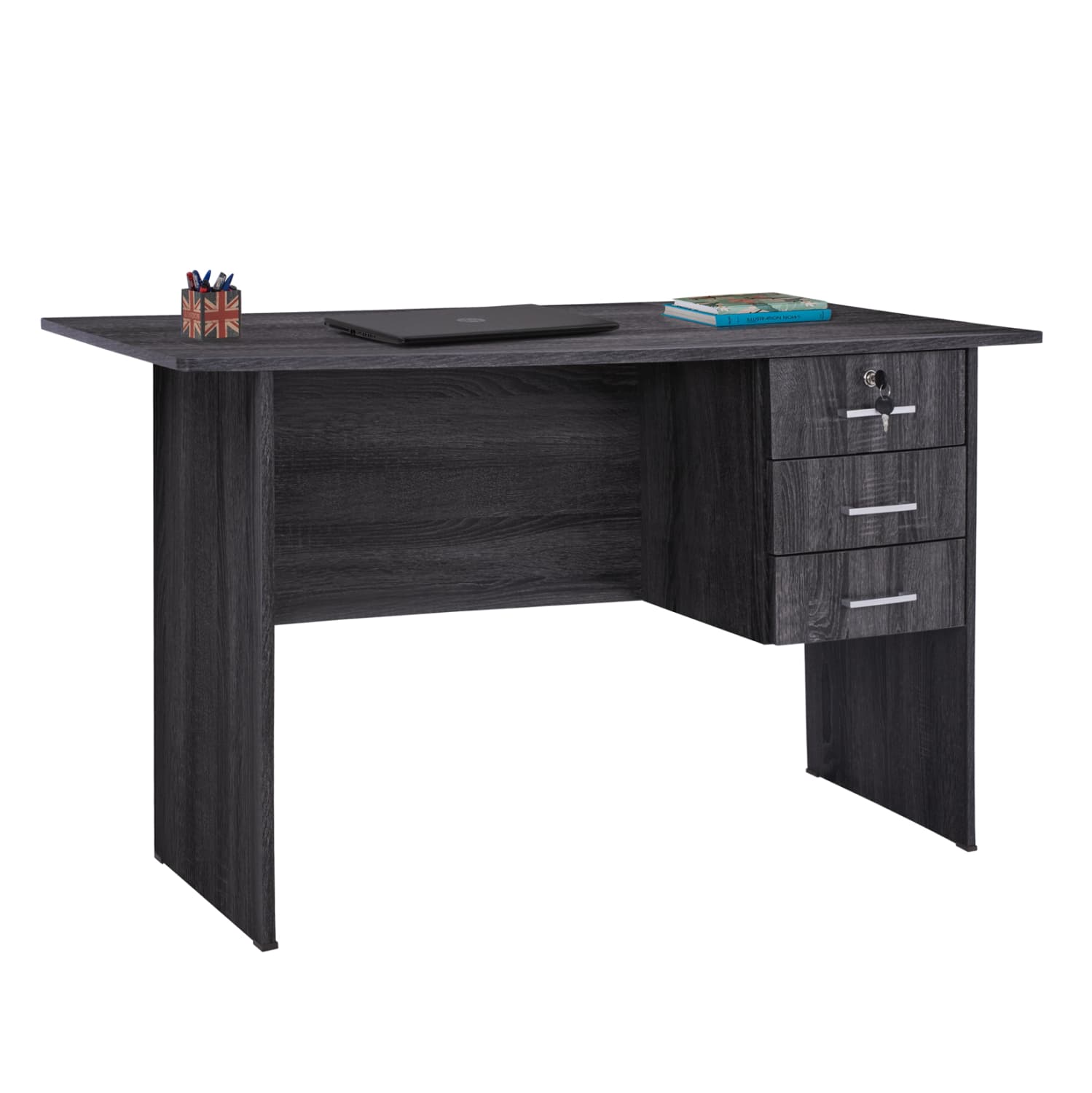 DESK WITH 3 DRAWERS HAYDEN MELAMINE IN ANTHRACITE COLOR 120x60x75Hcm