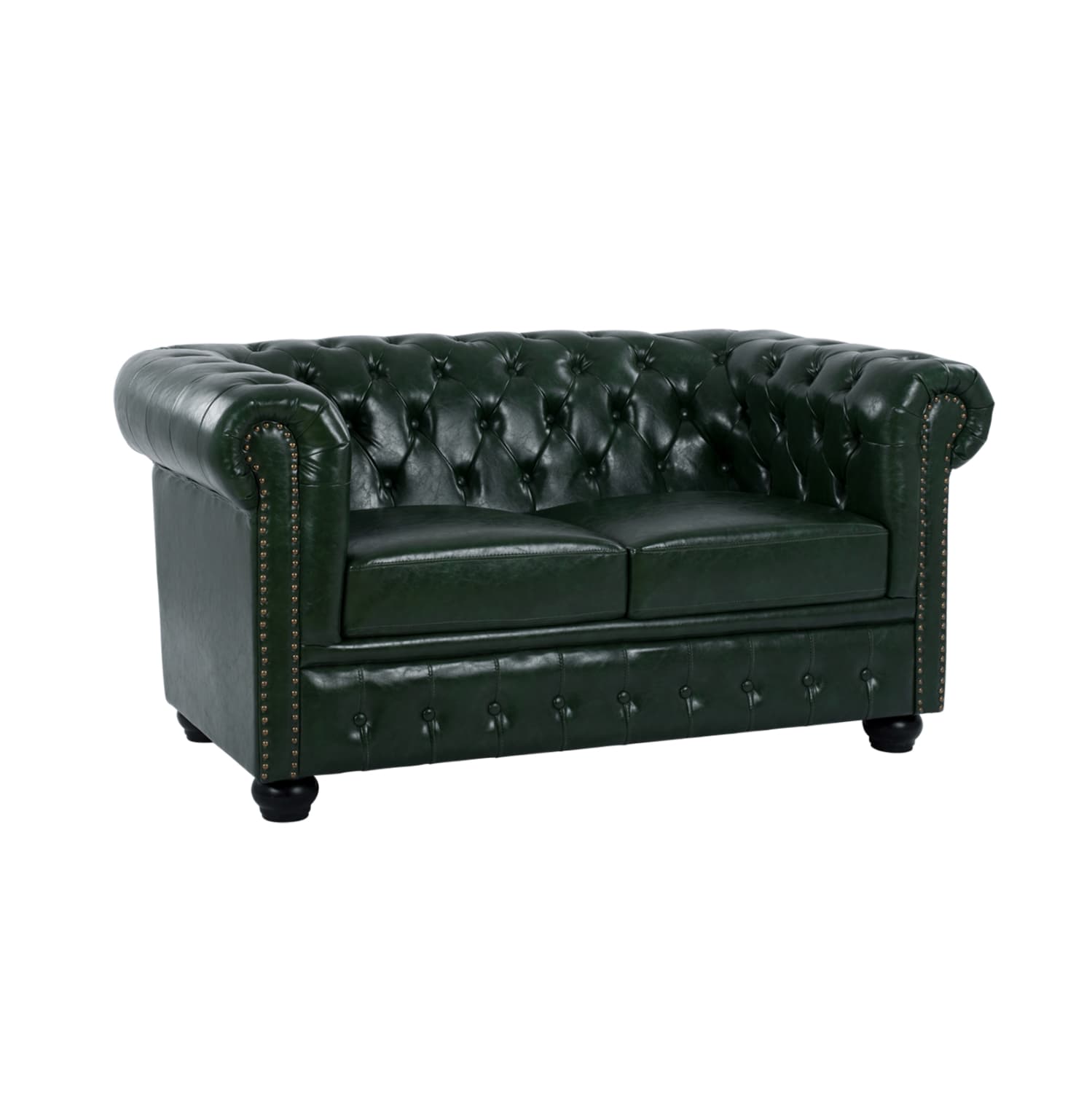 Sofa 2 seater T.Chesterfield PU Cypress Green 150x90x70Ηcm