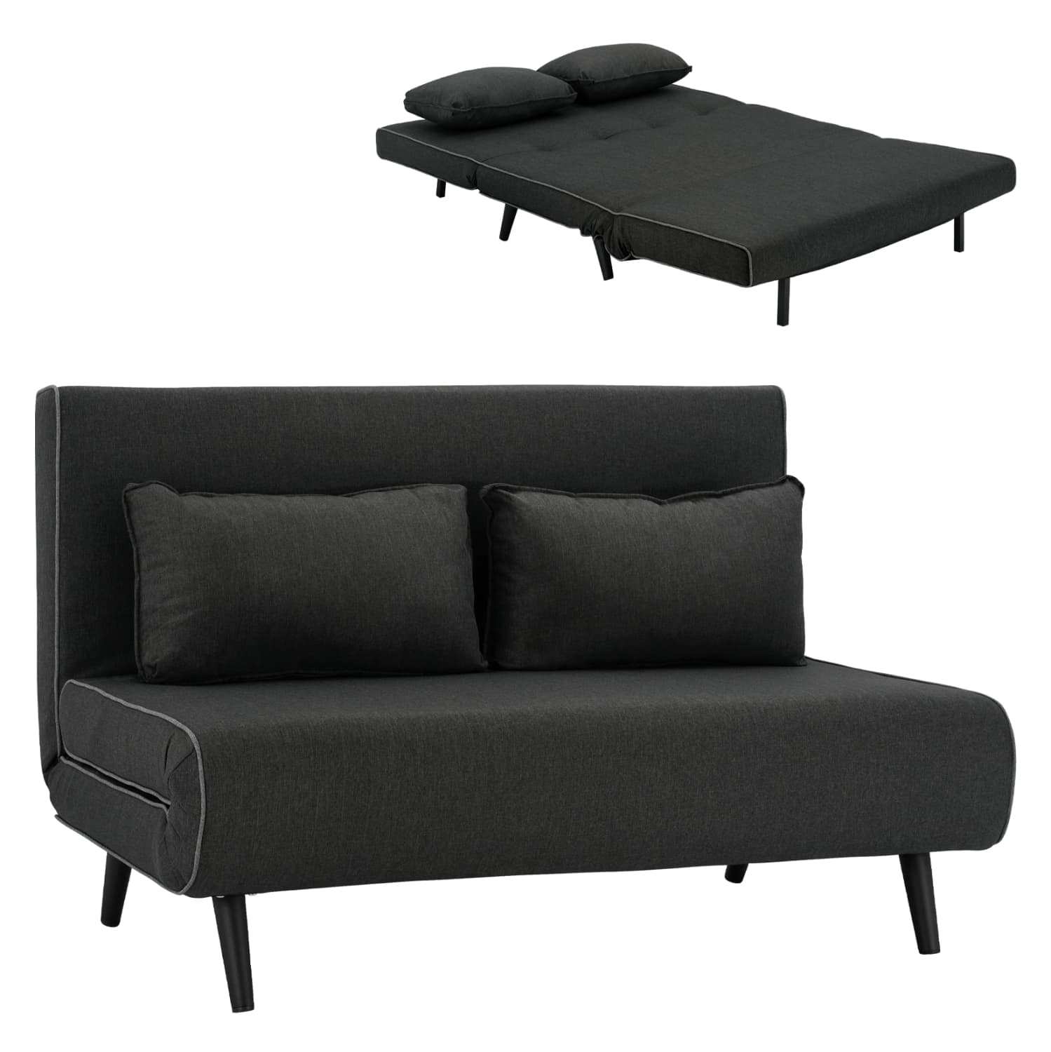 SOFABED FOR 2 PEOPLE ASMA FABRIC IN DARK GREY 140x80x77Hcm.