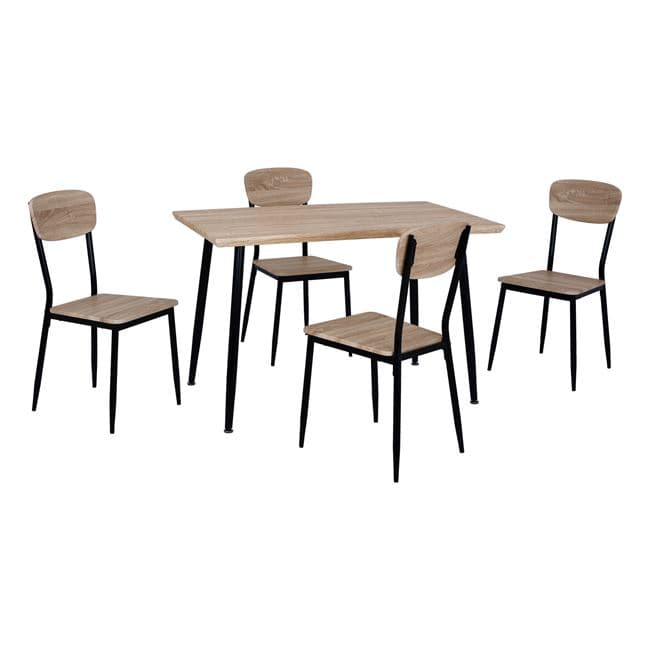Set Dining Table 5 pieces Sonama Desktop and black legs 120x70x76,5Y cm