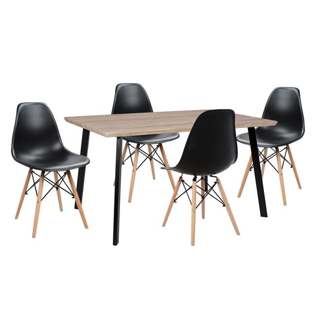 Set Dining Table 5 pieces Table 140x80x76 cm & 4 Chairs Twist