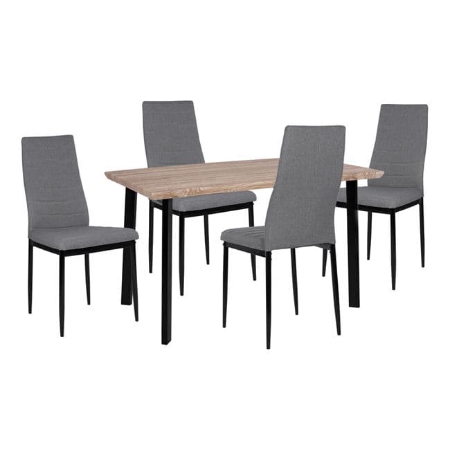 Set Dining Table 5 pieces Sonama desktop & 4 Grey Chair 110x70x75,5 cm