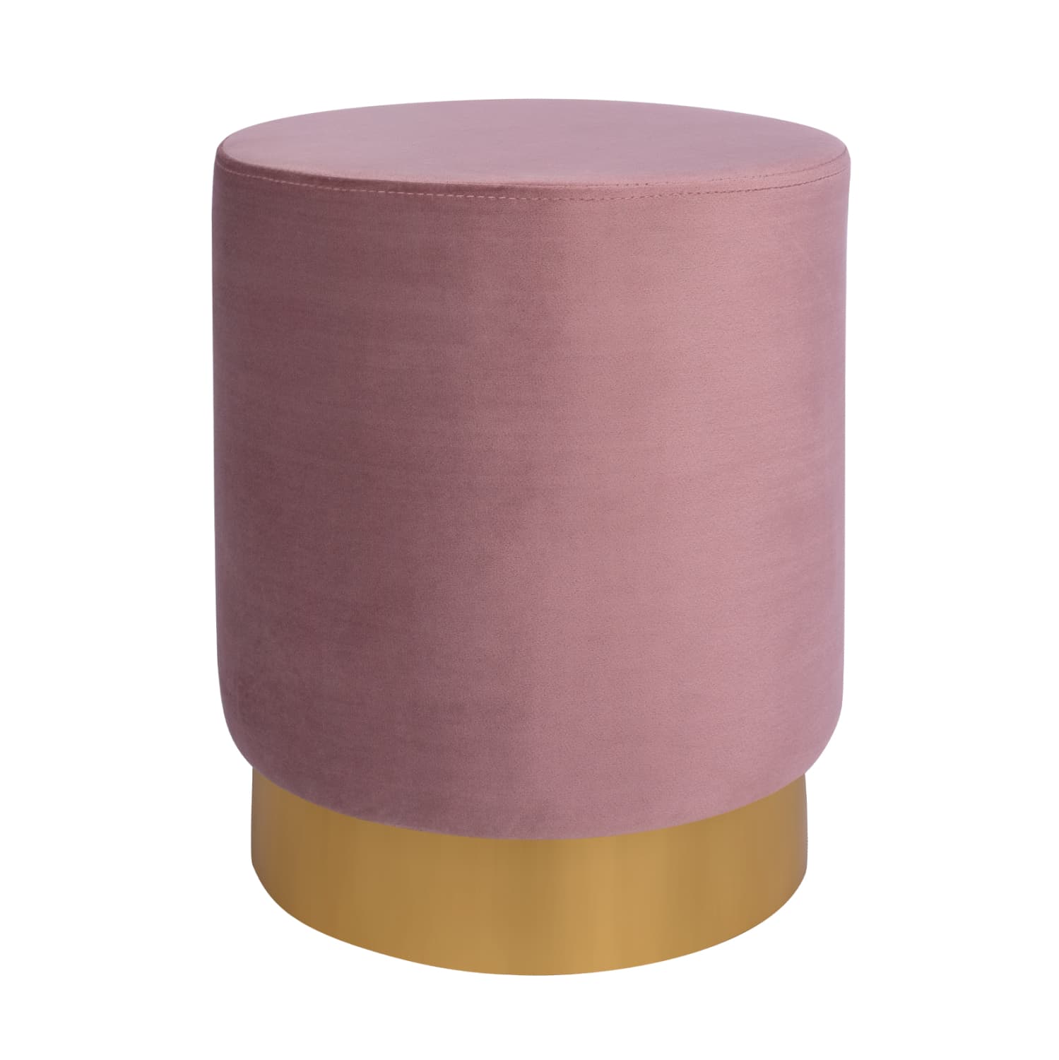 Velvet stool Levy in rotten apple color with gold base ''35x43cm