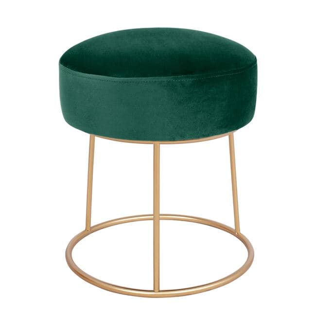 Stool Karlo Cypress Green color Velvet with Gold Base ''36x38 h cm