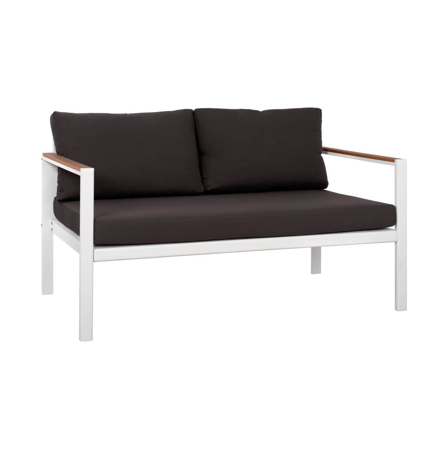 OUTDOOR 2-SEATER SOFA SAFIYA ALUMINUM IN WHITE-ANTHRACITE CUSHIONS 144x70x85Hcm.