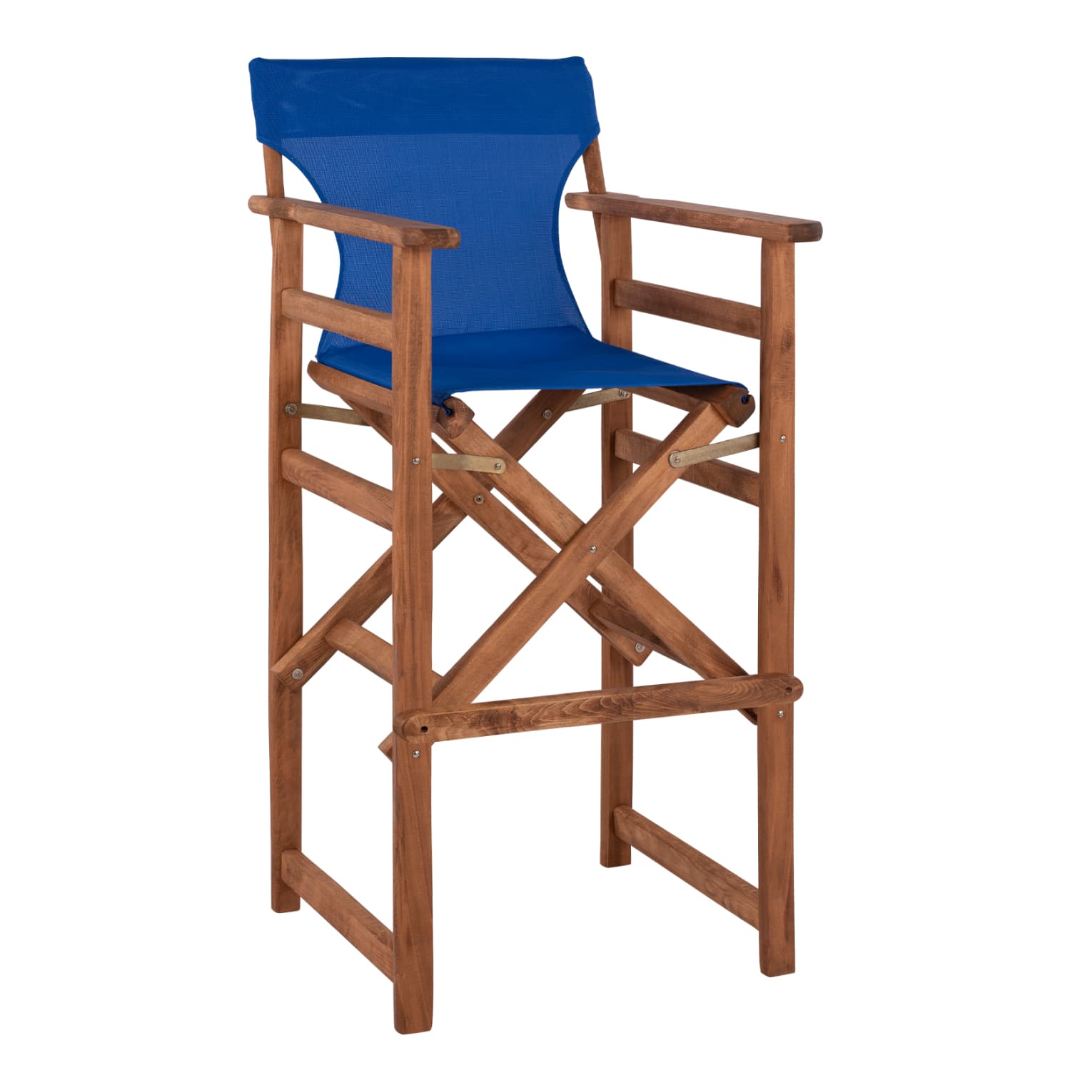 Stool Bar Director's Walnut with pillow pvc blue