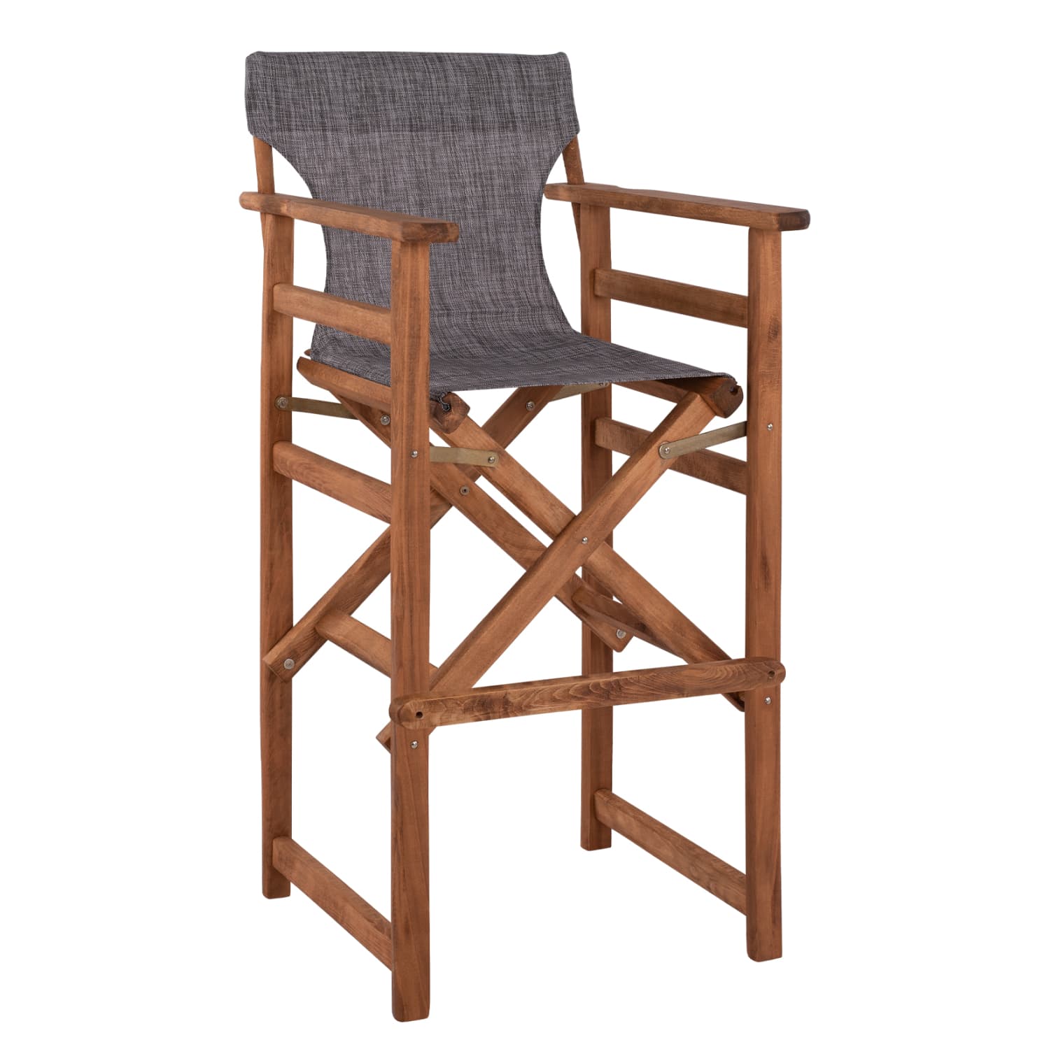 Stool Bar Director's Walnut with pillow pvc grey