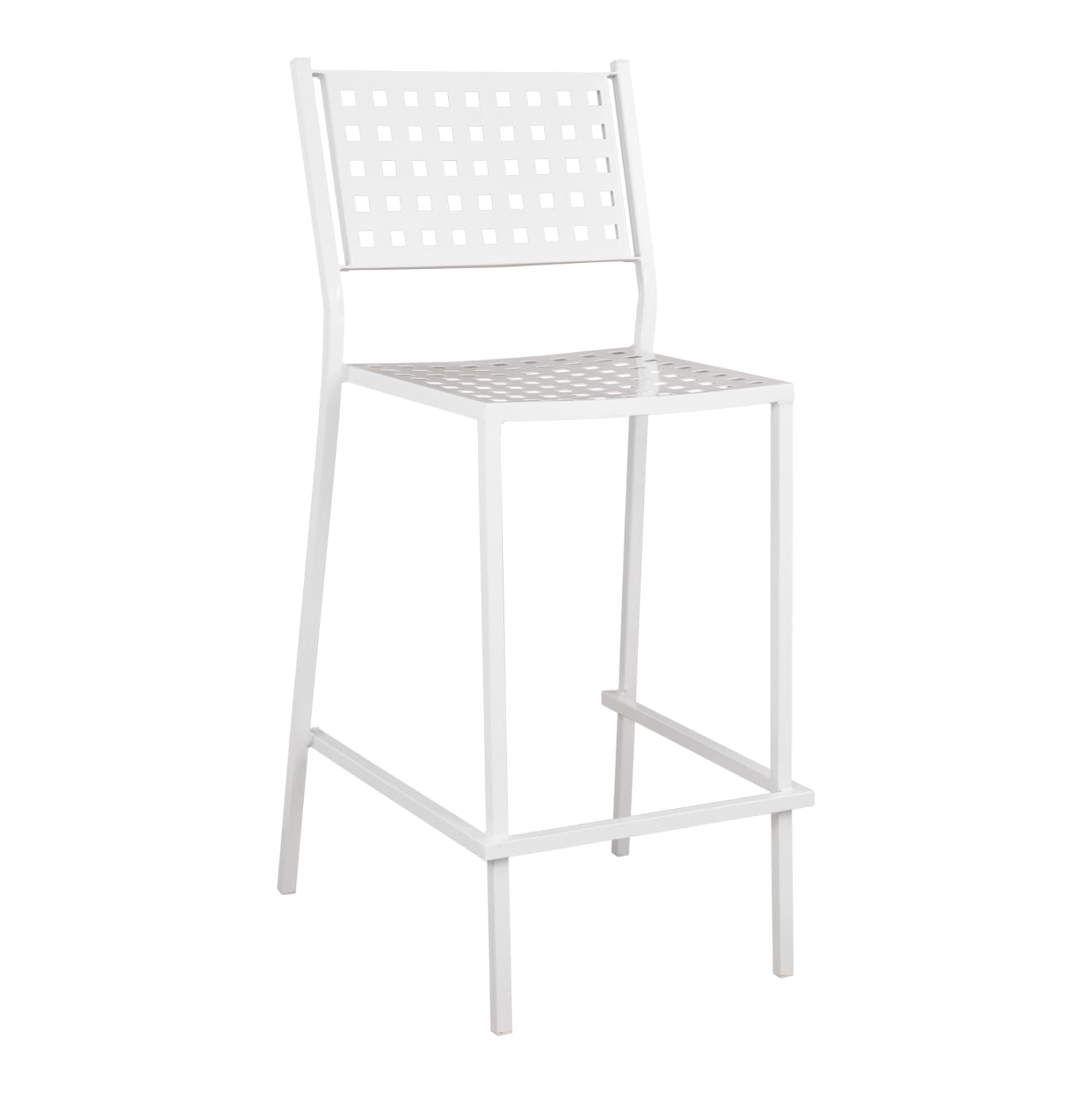 Bar Stool Olympias Metallic White color 47x58x111cm