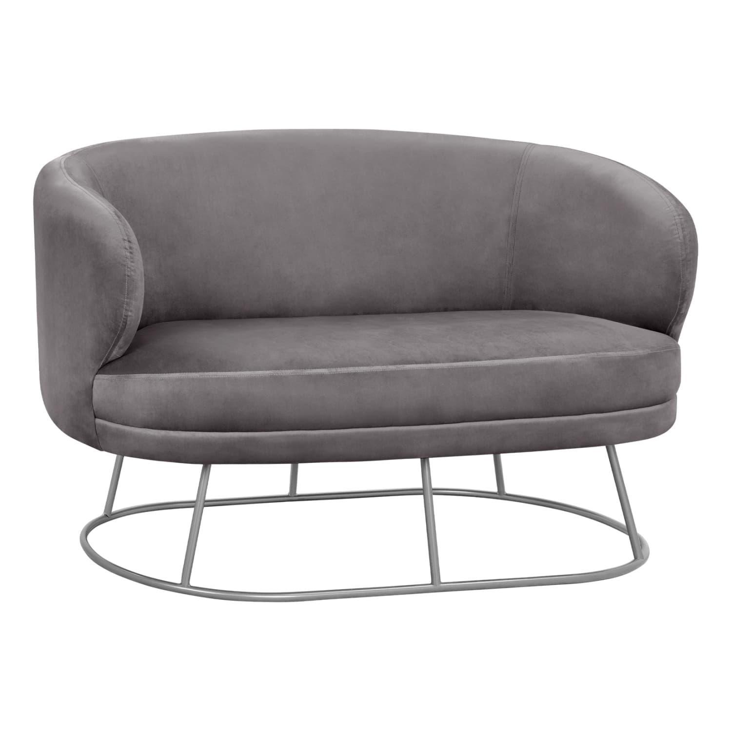 Sofa 2 seater Arien from velvet Grey with Silver Base 125Χ80Χ84cm