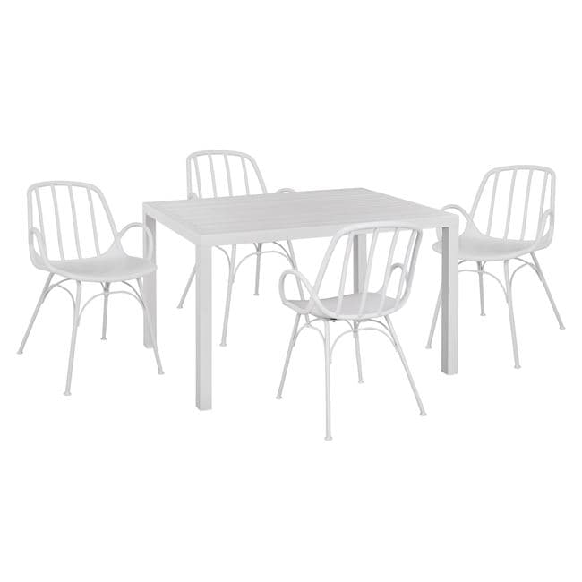 Set 5 pieces with Table 120x80x75.50 & Armchairs Polypropylene in White color