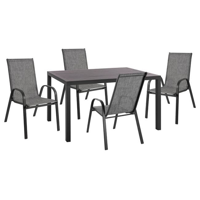 DINING SET 5PCS ALUMINUM TABLE 140Χ80Χ75.5H & 4 CHAIRS METALLIC IN GREY