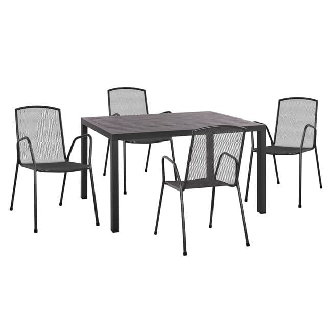 Set 5 pieces with Table 140x80x75.5 aluminum & Metallic chairs Grey color