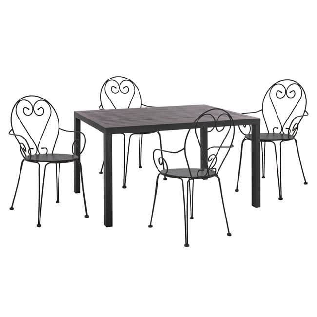 Set 5 pieces with Table Aluminum 140x80x75.5 & Chairs Amore in Grey color