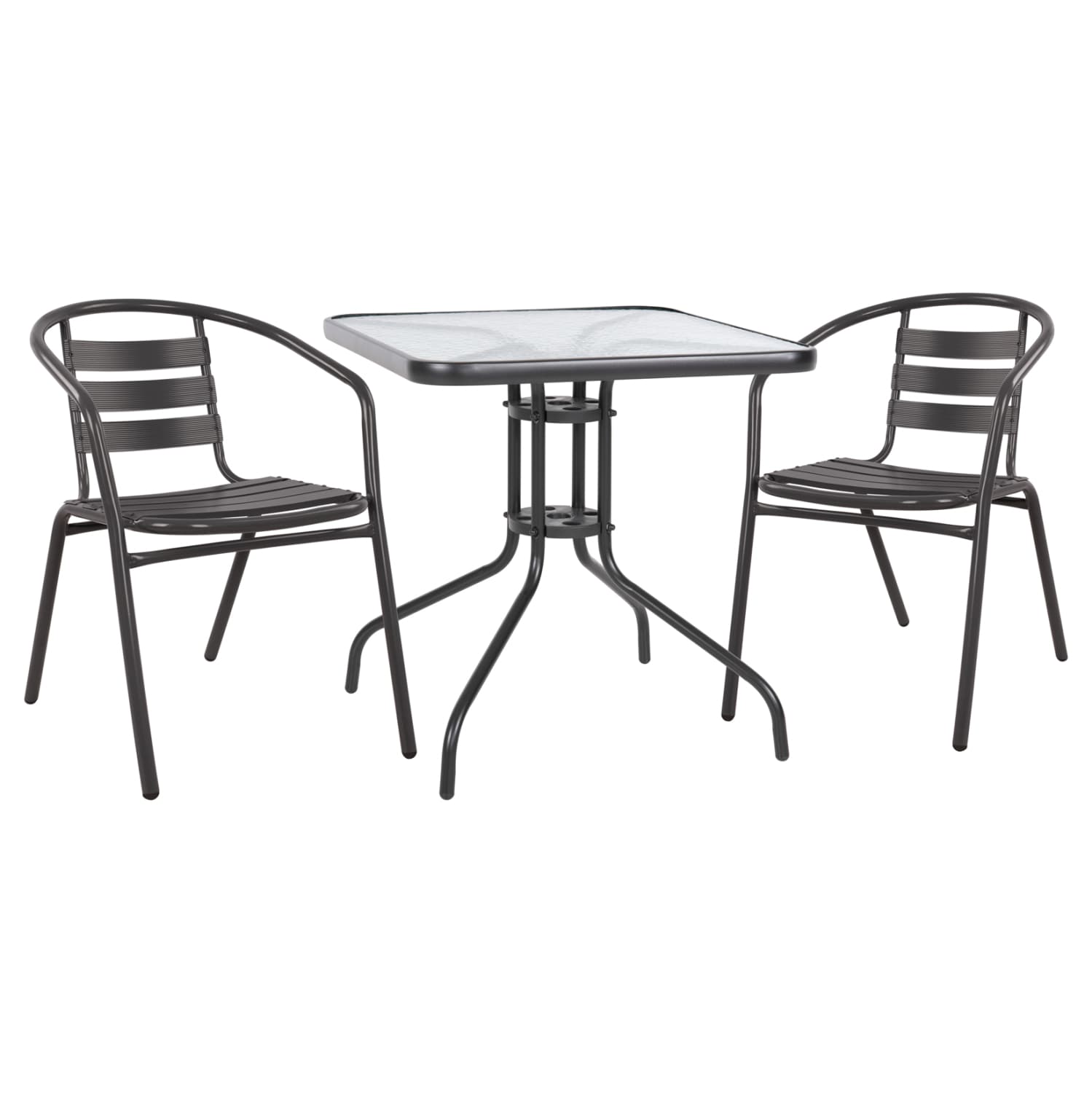 Set 3 pieces With Table Figo 70x70x72 & Armchairs Laura Grey Color