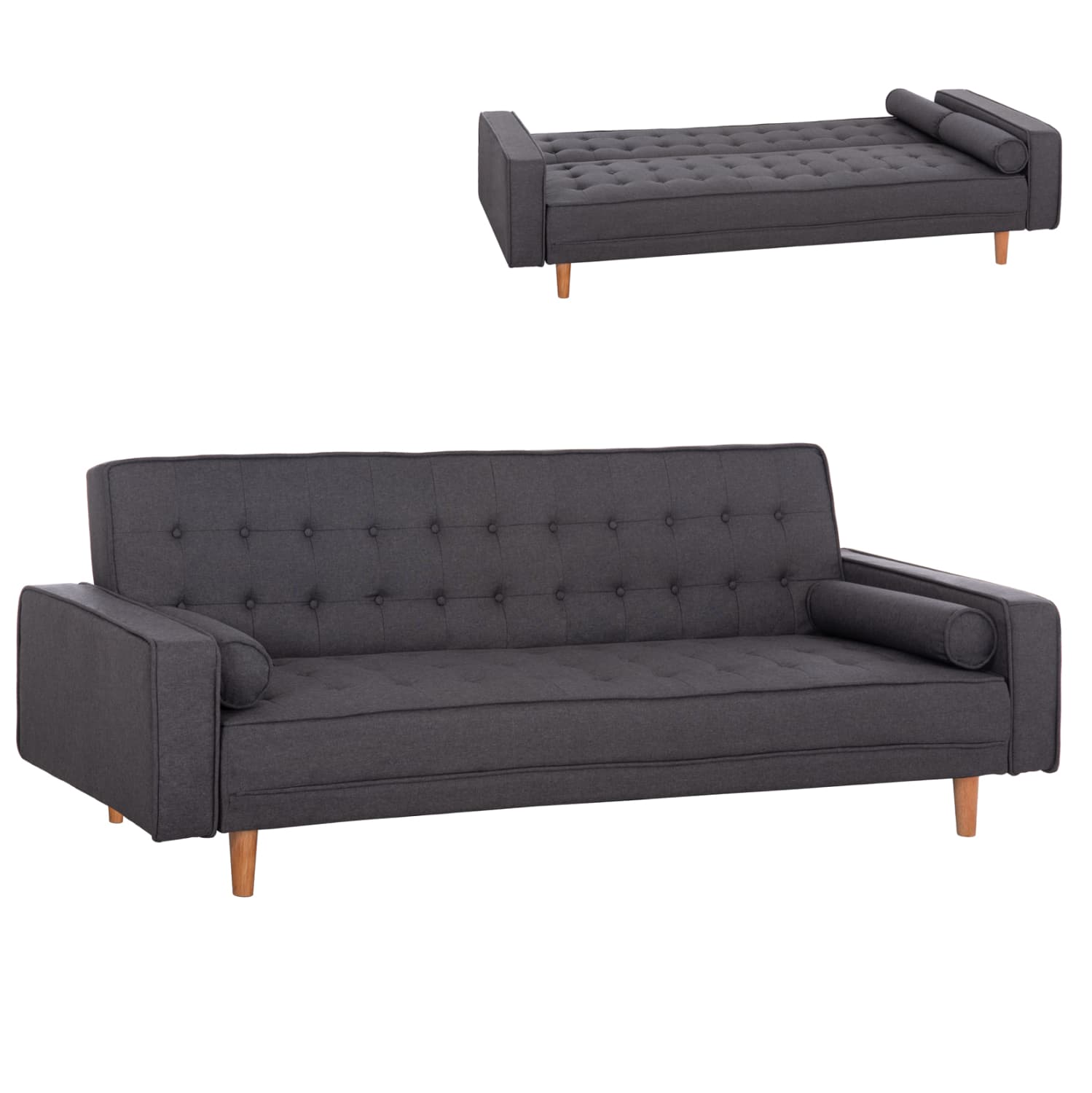 Sofa Bed Salvador Grey with 2 Pillows 222x97x80Hcm