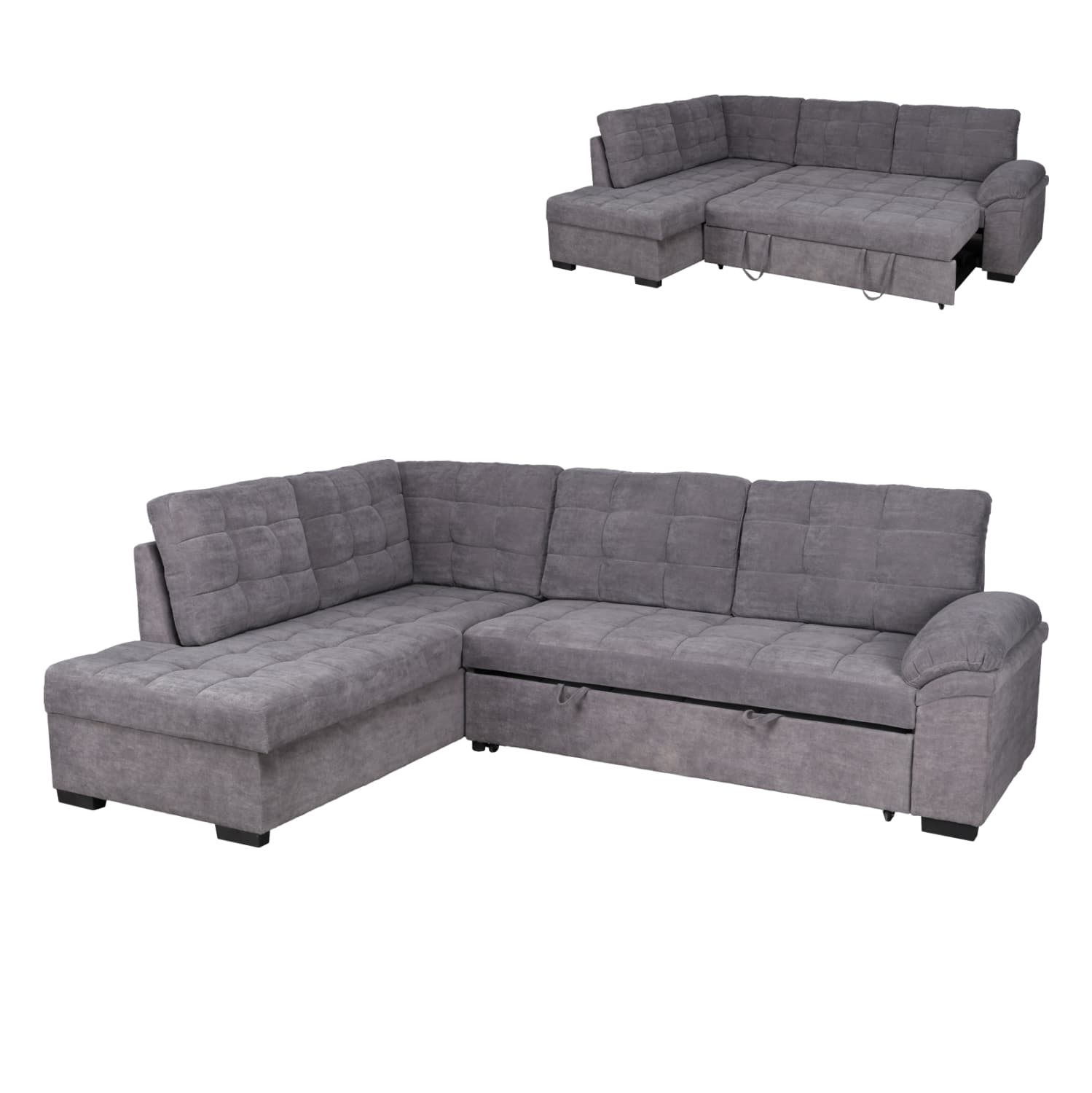 Sofa bed Jade left corner in dark grey color 252x159x84h cm