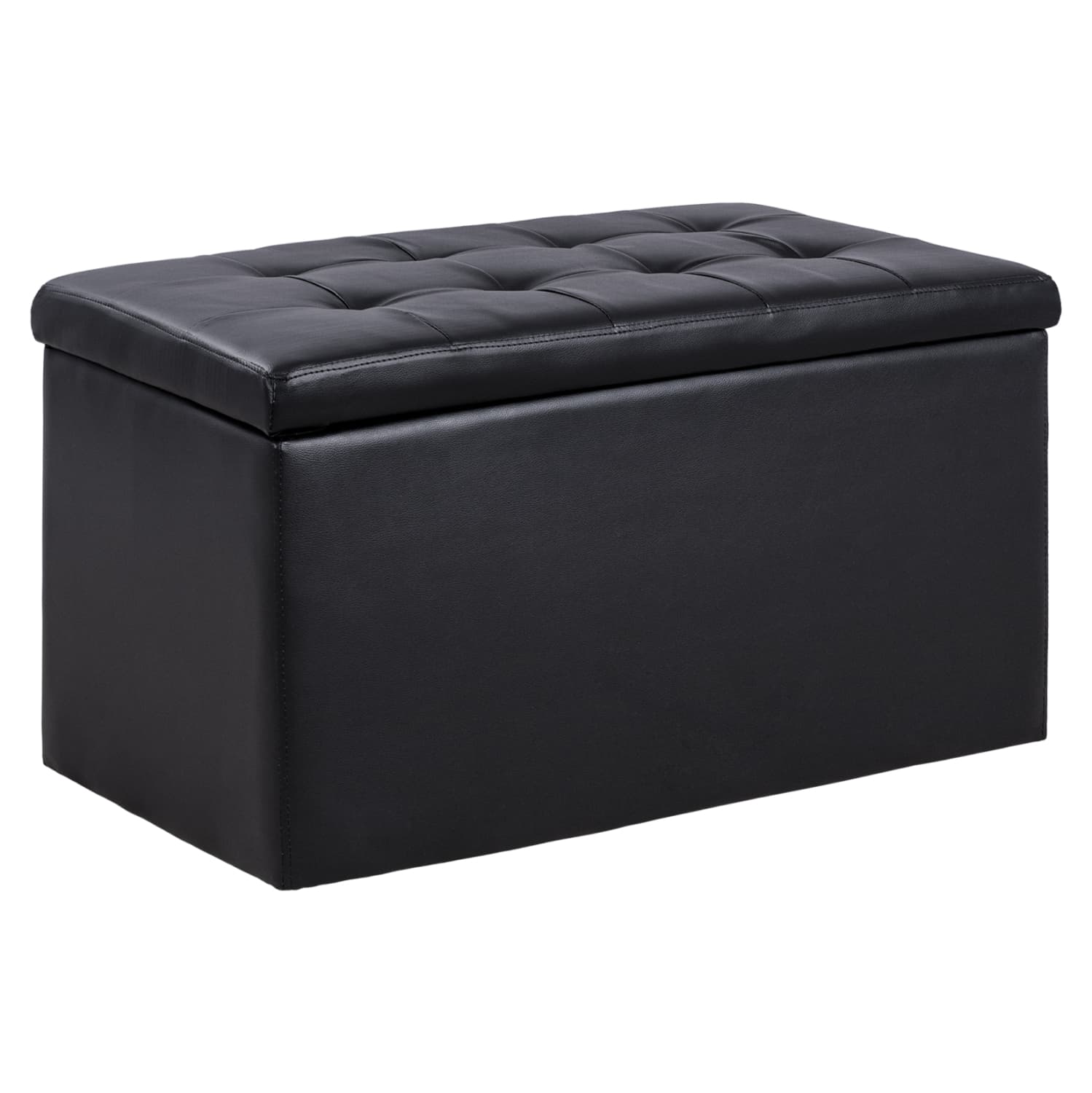 Stool PU with storage space Punk Black 90x50x52cm