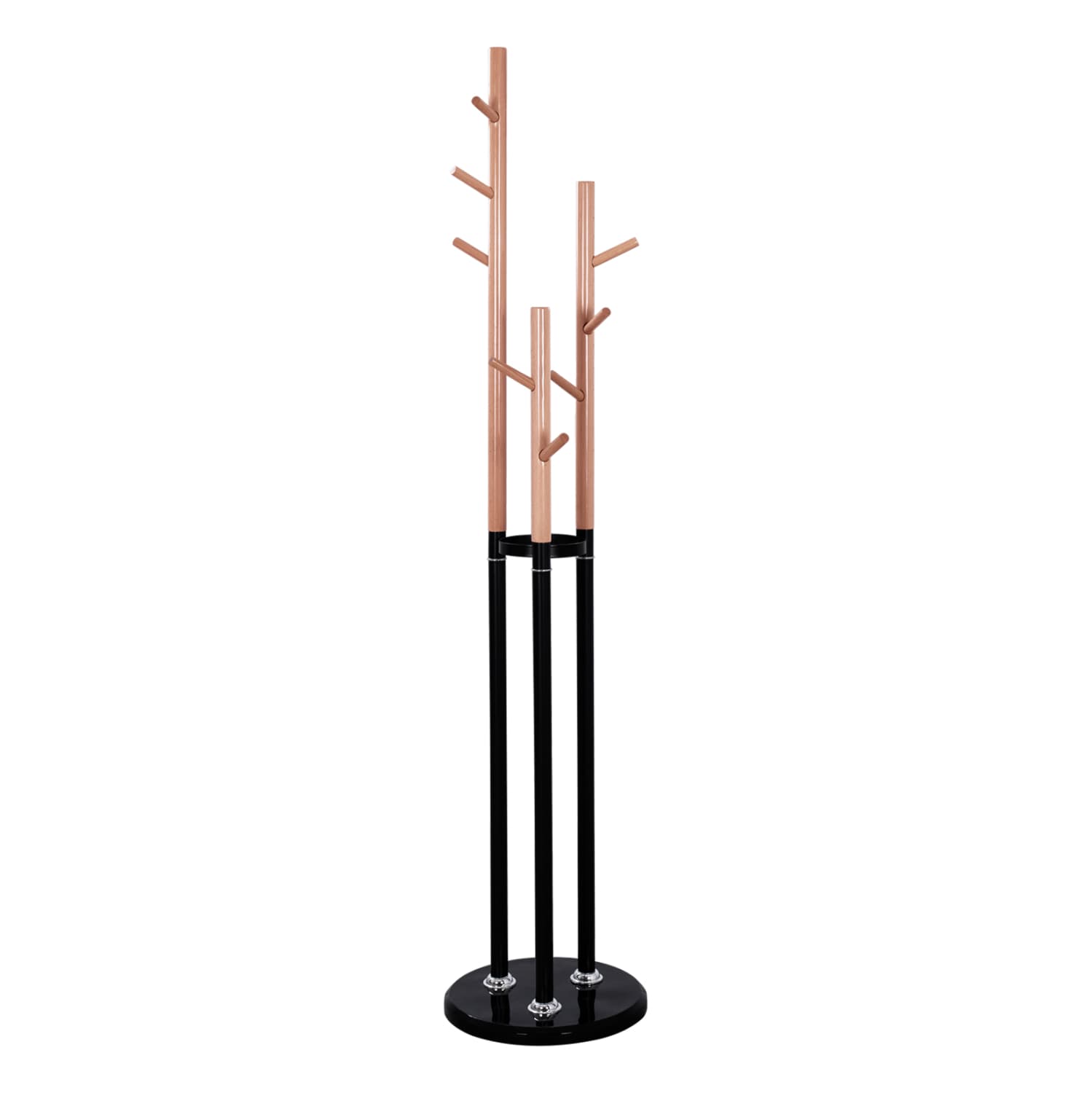 COAT HANGER TRIPLE-PILLAR WYATT BEECH WOOD-BLACK METAL AND MARBLE BASE Φ37X173Hcm.