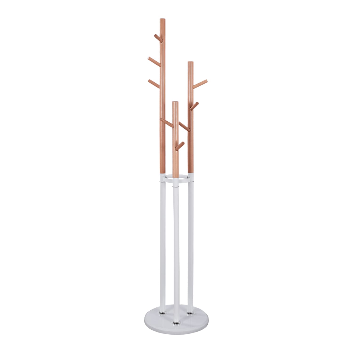 Metallic coat hanger Wyatt beech wood and white Diameter 37x173cm