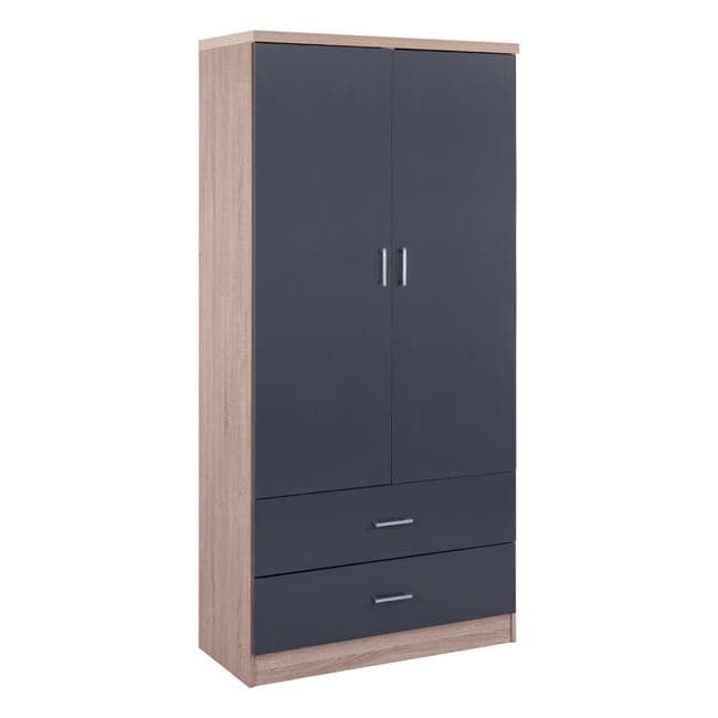 Гардеробер 2 врати со 2 фиока Sonama-Grey 80x42x180cm