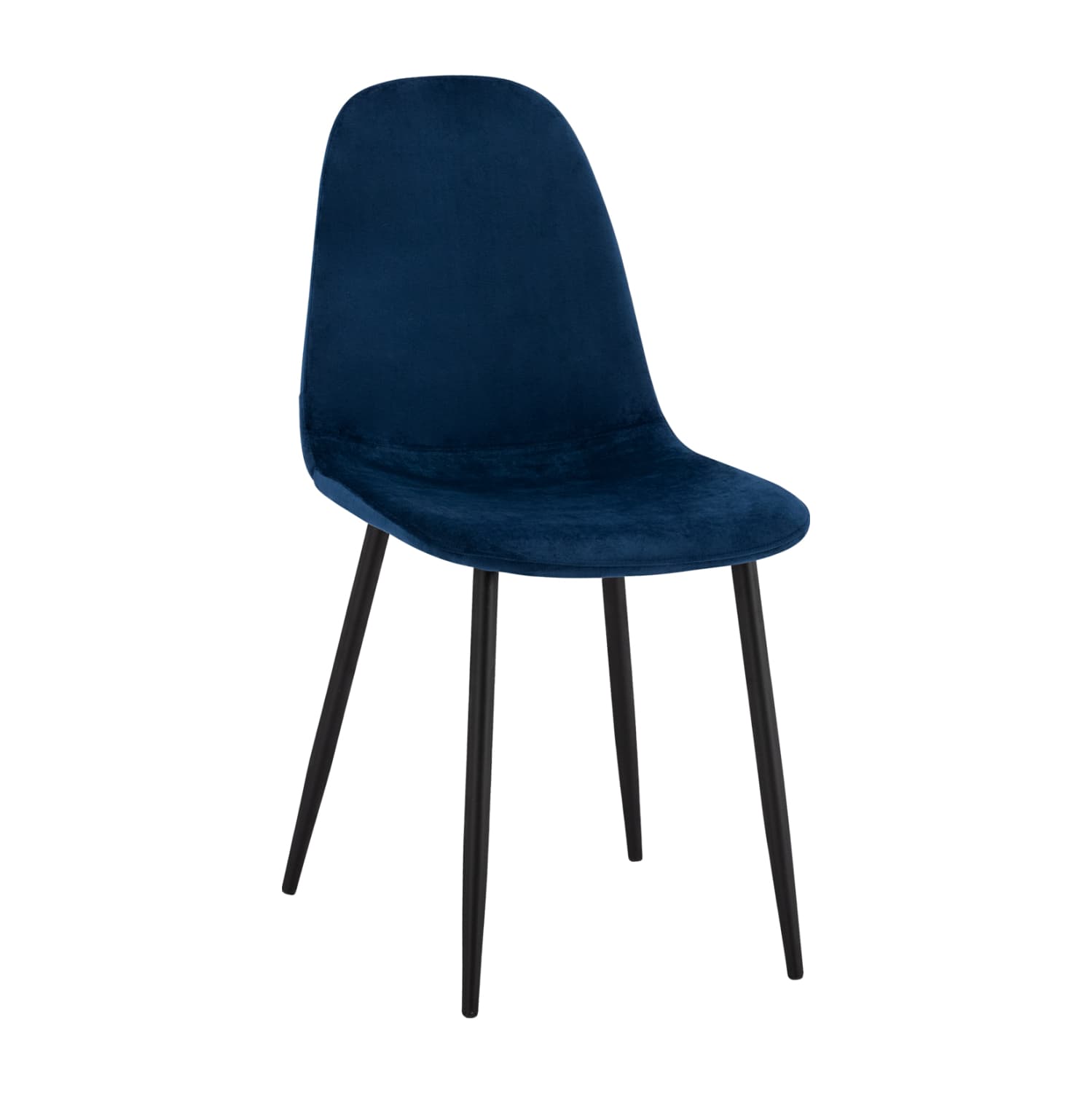 Стол Leonardo Velvet Blue со металични нозе 43x54x88 cm.