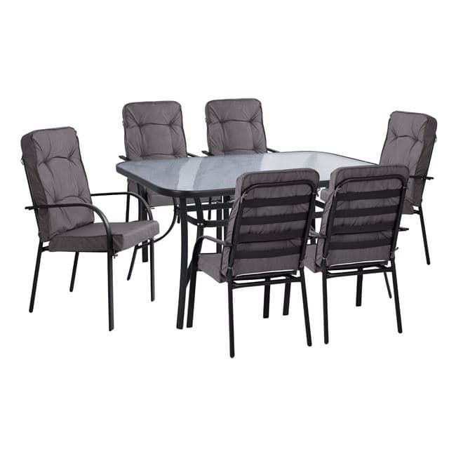 Set dining table 7 pieces with table 150x90x72cm from grey metal