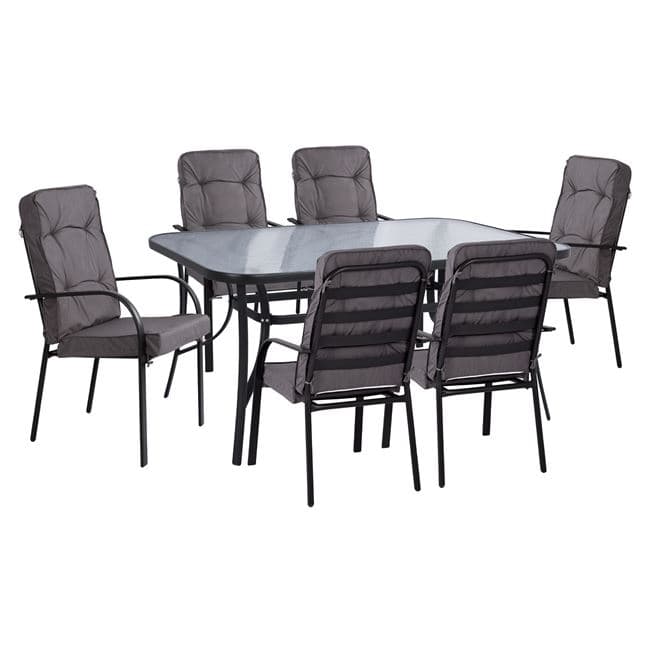 Set dining table 7 pieces with Table 160x90x72cm from grey metal
