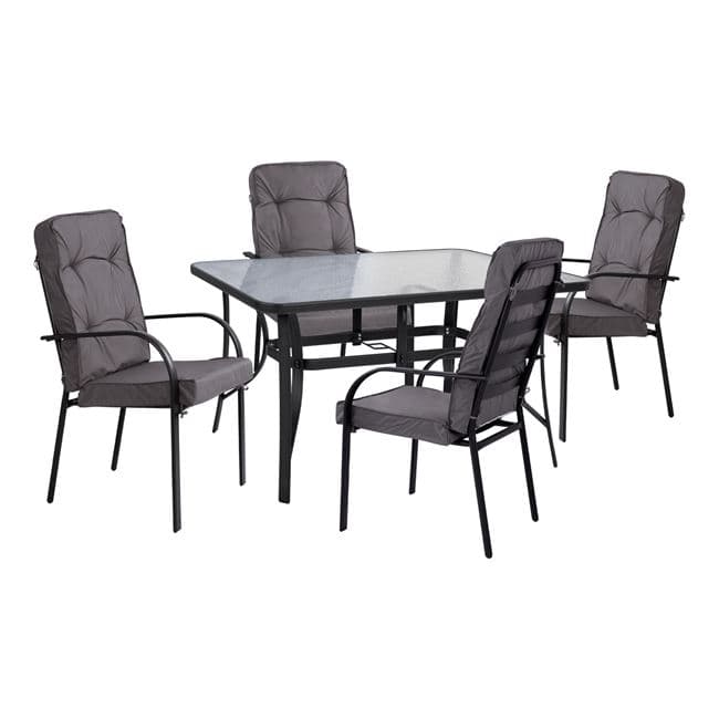 Set Dining Table 5pieces with table 150x90x72cm from metal grey