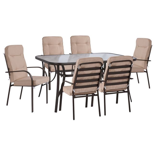 Set dining table 7 pieces with Table 160x90x72cm from brown metal.