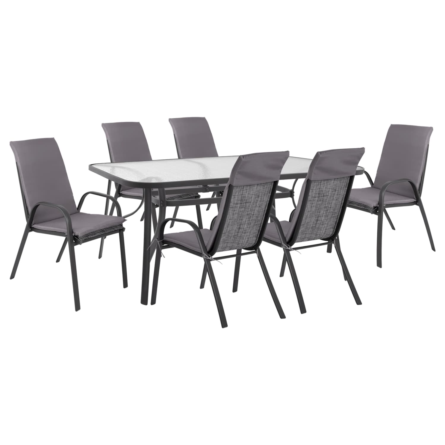 Set Dining Table 7 pieces Chairs with pillow & table 160x90 Grey