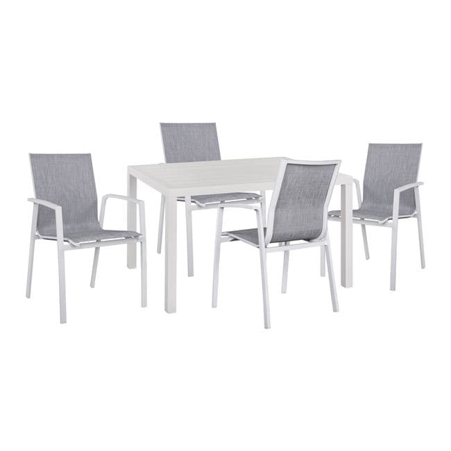 Set 5 pieces aluminum table & Aluminum armchairs white