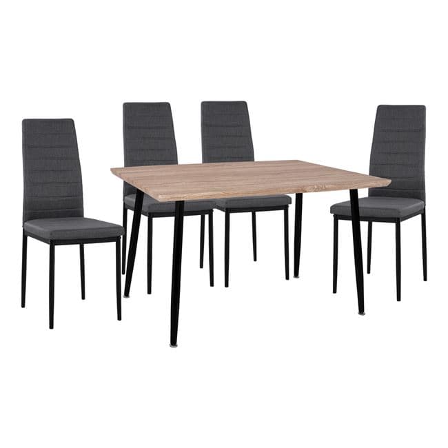 Set 5 pieces Table Sonama & metallic chairs Lady Grey Fabric black 120x70x76.5 cm