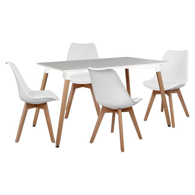 Set Dining Table 5pieces with table Minimal and Vegas White 120x80x73 cm