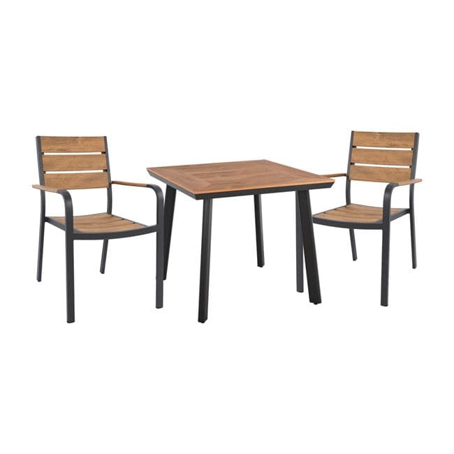 Set 3 pieces Table & Aluminum armchairs in grey color