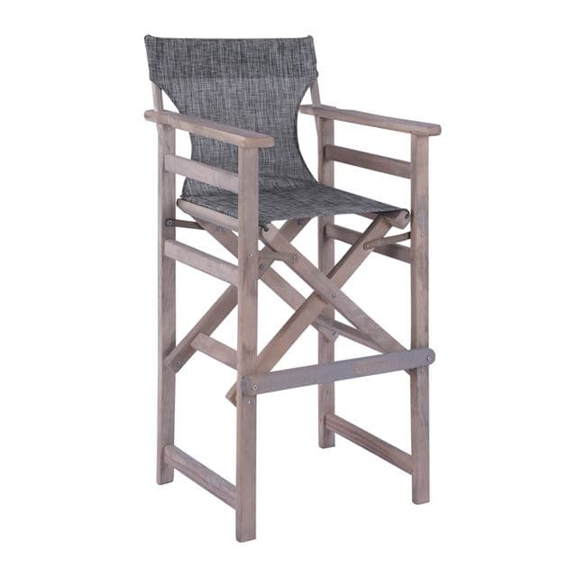 Director's Bar Stool Grey Impregnation Limnos with grey textline 58x55,5x117 cm.
