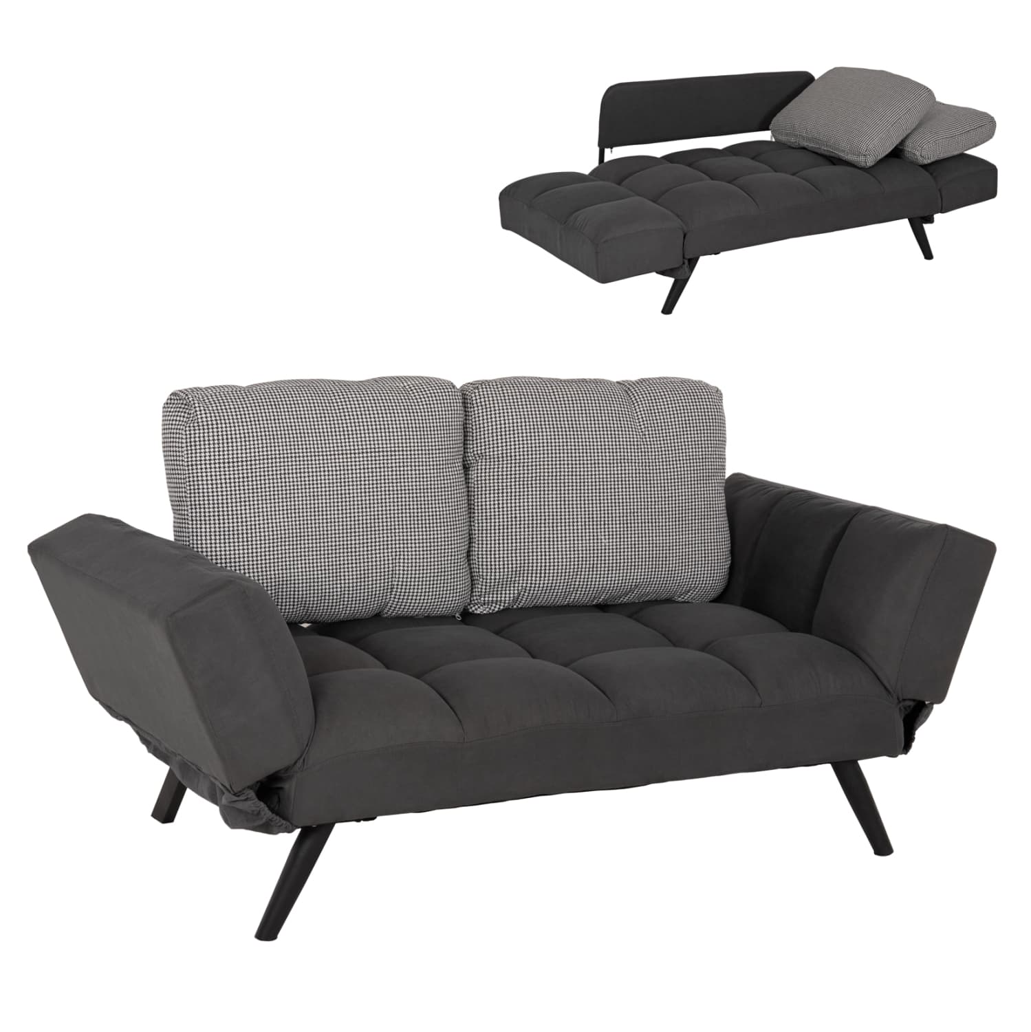 Sofa 3 Seater GREY with Pillows 165-190x75x89Η cm