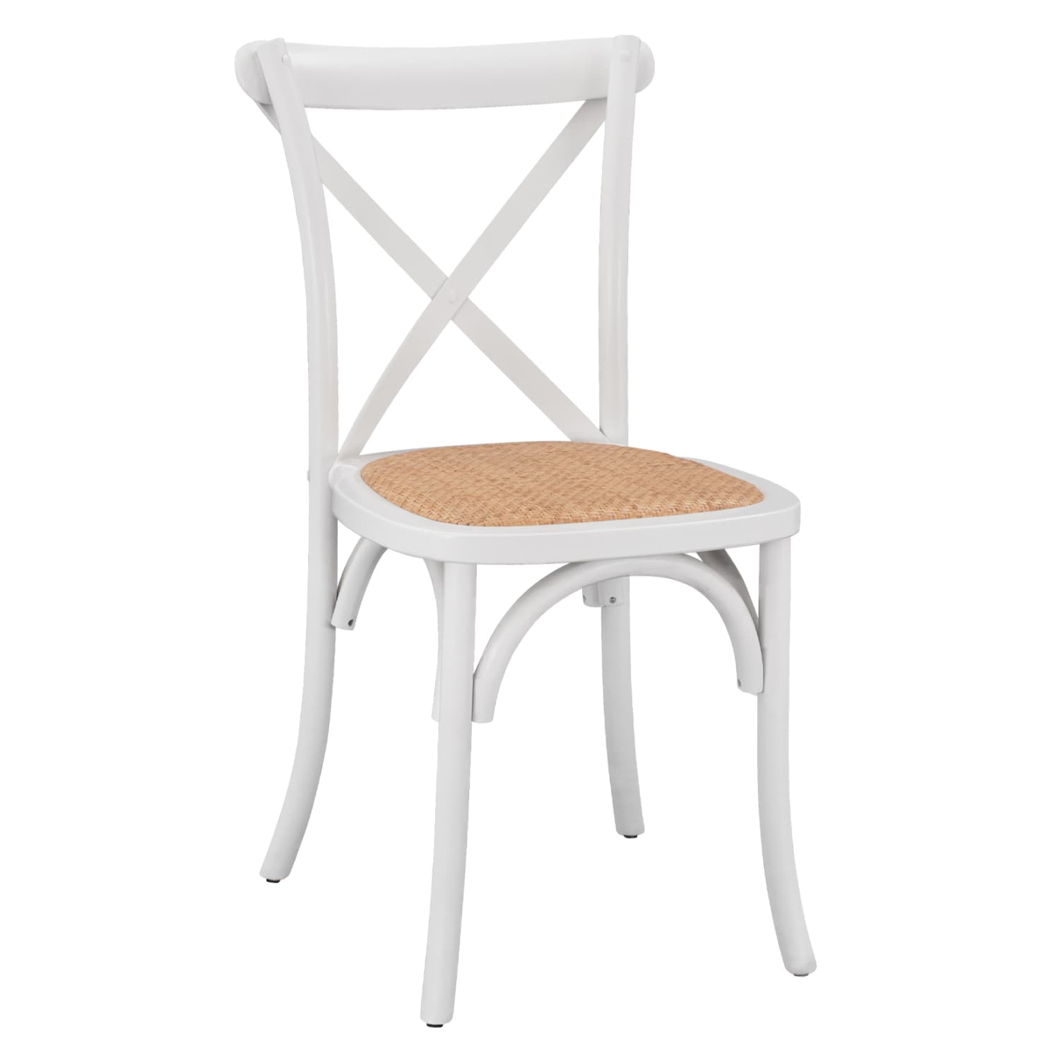 Дрвен стол Owen Stackable од букова дрво во бела боја со вкрстена потпора 48x53x90 cm
